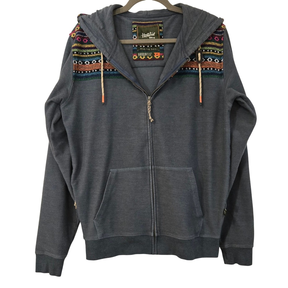 Howler Bros Shaman Full Zip Hoodie Blue Gray Southwestern Pattern Unisex Medium